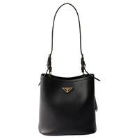 PRADA Leather Shoulder Bag Medium Size Women's Black