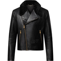 LOUIS VUITTON Shearling Evening Leather Biker Jacket