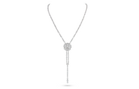 CHANEL 18K White Gold Diamonds Necklaces Women's Silver