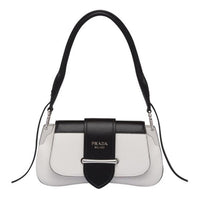 PRADA Cow Leather Shoulder Bag Handbag Shoulder Bag Women's Black White