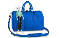 LOUIS VUITTON Keepall Ostrich Leather Monkey Bag Handbag Shoulder Bag Crossbody Bag Men's Electric Blue