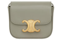 CELINE Triomphe Shiny Cow Leather Shoulder Bag Crossbody Bag Mini Women's Gray Green