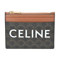 CELINE Canvas Leather Coin Purse Unisex Tan