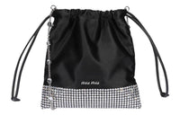 MIU MIU Crystal Satin Panel Shoulder Bag Crossbody Bag Women's Black