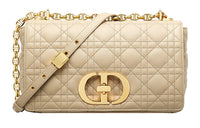 DIOR Caro Cow Leather Chain Bag Shoulder Bag Crossbody Bag Medium Size Women's Beige