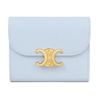 CELINE Triomphe Cow Leather Wallet Small Size Women's Glacier Blue