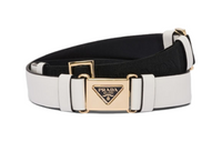 PRADA Badge Detail Smooth Buckle Leather Belts Women's White Width: 2.5cm