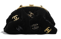CHANEL Velvet Chain Bag Cloud Bag Dumpling Bag Clutch Women's Black