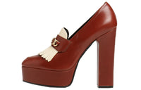 CELINE Chunky Heel High Heels 13cm Women's Brown