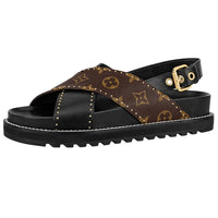 LOUIS VUITTON Paseo Comfort Beach Sandals Women's Black/Brown