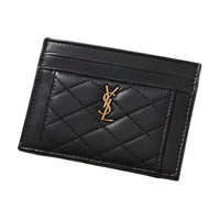 SAINT LAURENT Leather Card Holder Women's Black