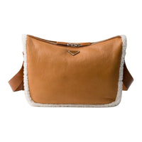 PRADA Shearling Crossbody Bag Shoulder Bag Men's Cognac Brandy In Natural Color