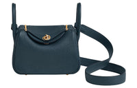 HERMES Lindy Cow Leather Handbag Crossbody Bag Mini Women's Prussian Blue