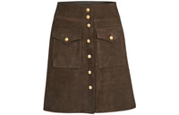 CELINE SS22 Leather Long Skirt Women's Brown