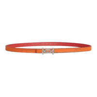 HERMES Calfskin Leather Belts Women's Pink Orange Width 1.3CM