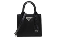 PRADA Fabric With Leather Portable Crossbody Bag Shoulder Bag Women's Black