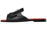 HERMES Auteuil Rubber Sole Quick Dry Slide Slippers Women's Black Red