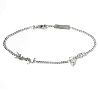 SAINT LAURENT Brass Glass Bracelets Unisex Silver