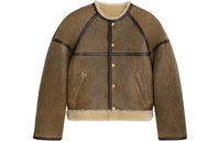 CELINE FW23 Leather Jacket Women's Army Green