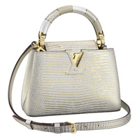LOUIS VUITTON Capucines Lizard Leather Capusin Shoulder Crossbody Handbag Mini Women's Metallic Silver