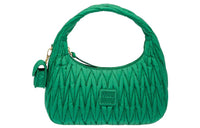 MIU MIU Matelassé Fabric Yarn Pleated Bag Shoulder Bag Handbag Women's Green