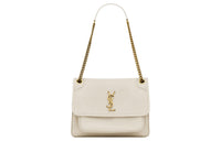 SAINT LAURENT Niki Lambskin One Shoulder Handbags Medium Size Women's Vintage White