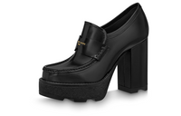LOUIS VUITTON Beaubourg Chunky Heel High Heels 7cm Women's Black