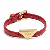 PRADA Calfskin Metal Bracelets Women's Red