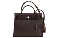 HERMES Herbag Zip Berline Waterproof Canvas Handbag Crossbody Bag Regular Unisex Ebony