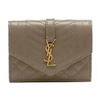 SAINT LAURENT Leather Card Holder Women's Taupe