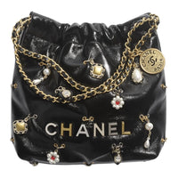 CHANEL Shiny Lambskin Handbag Shoulder Bag Women's Black