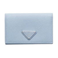 PRADA Leather Card Holder Women's Light Blue