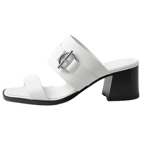 HERMES Abrasion Resistant Slide Slippers 6cm Women's White