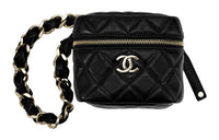 CHANEL Sheepskin Box Bag Mesh Bag Handbag Regular Women's Black
