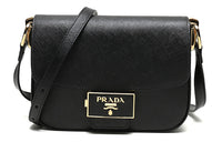 PRADA Leather Shoulder Bag Women's Black