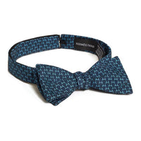 HERMES Mulberry Silk Ties Men's Marine Blue