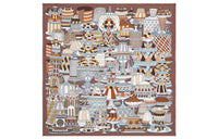 HERMES Silk Scarves Women's Ice Brown/Cream/Brown
