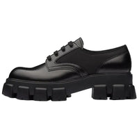 PRADA Monolith Brushed Leather And Nylon Lace Up 'Black'