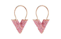 LOUIS VUITTON Rhinestone Earrings Unisex Pink