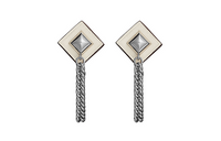 HERMES Earrings Women's Gray White