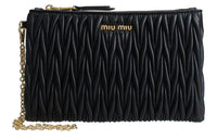 MIU MIU Leather Handheld Shoulder Bag Women's Black