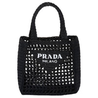 PRADA Raffia One Shoulder Handbag Women's Black