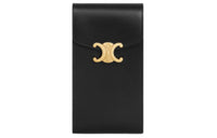 CELINE Shiny Calfskin Cell Phone Pouch Women's Black