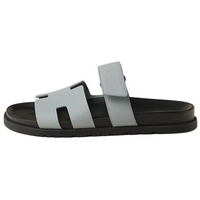 HERMES Chypre Slide Slippers Men's Gray Blue