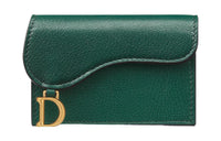 DIOR Saddle Sheepskin Card Clip Card Holder Regular Women's Pine Green