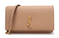 SAINT LAURENT Leather Clutches Crossbody Bag Shoulder Bag Women's Camel