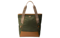 PRADA Leather Handbag Men's Army Green With Caramel Candy