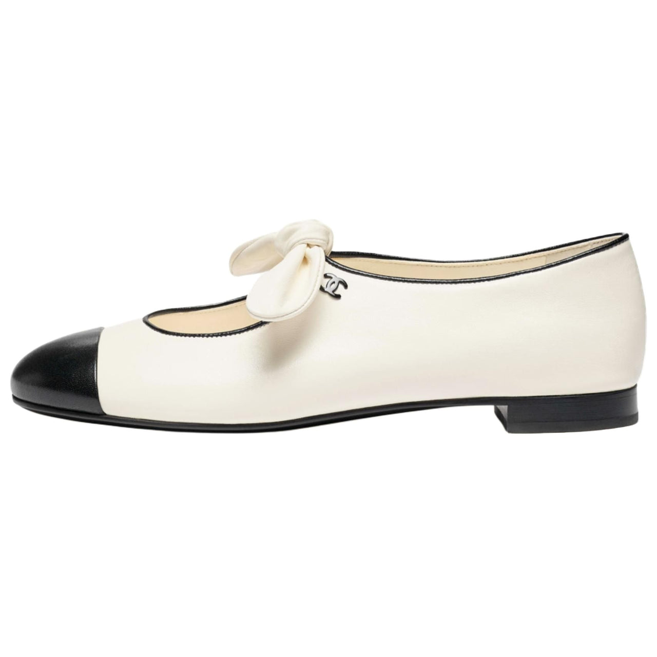 CHANEL Flat Mary Jane Shoes Women's White
