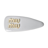 MIU MIU Patent Leather Hair Clips Women's Pearl Gray