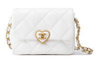 CHANEL Lambskin Flap Bag Crossbody Bag Shoulder Bag Women's White